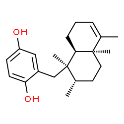 ChemSpider 2D Image | 2-{[(1R,2S,4aS,8aR)-1,2,4a,5-Tetramethyl-1,2,3,4,4a,7,8,8a-octahydro-1-naphthalenyl]methyl}-1,4-benzenediol | C21H30O2