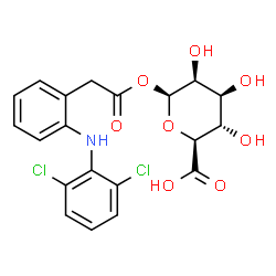ChemSpider 2D Image | 1-O-({2-[(2,6-Dichlorophenyl)amino]phenyl}acetyl)-beta-D-mannopyranuronic acid | C20H19Cl2NO8