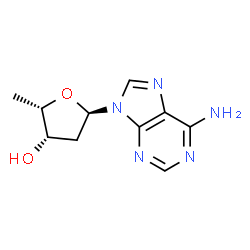 ChemSpider 2D Image | 9-(2,5-Dideoxy-alpha-L-threo-pentofuranosyl)-9H-purin-6-amine | C10H13N5O2