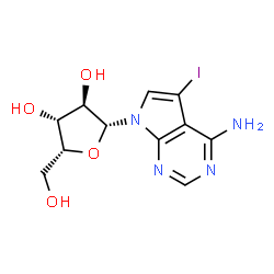 ChemSpider 2D Image | 5-Iodo-7-(beta-D-xylofuranosyl)-7H-pyrrolo[2,3-d]pyrimidin-4-amine | C11H13IN4O4