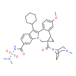 ChemSpider 2D Image | (1aS,12bS)-8-Cyclohexyl-N-(dimethylsulfamoyl)-11-methoxy-1a-[(3-methyl-3,8-diazabicyclo[3.2.1]oct-8-yl)carbonyl]-1,1a,2,12b-tetrahydrocyclopropa[d]indolo[2,1-a][2]benzazepine-5-carboxamide | C36H45N5O5S