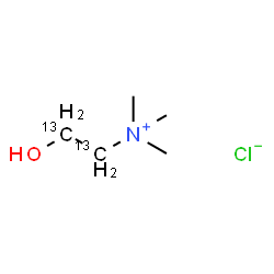 ChemSpider 2D Image | 2-Hydroxy-N,N,N-trimethyl(~13~C_2_)ethanaminium chloride | C313C2H14ClNO
