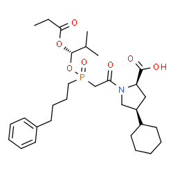 ChemSpider 2D Image | (4S)-4-Cyclohexyl-1-({[(1S)-2-methyl-1-(propionyloxy)propoxy](4-phenylbutyl)phosphoryl}acetyl)-D-proline | C30H46NO7P