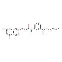 ChemSpider 2D Image | Butyl 3-({[(4-methyl-2-oxo-2H-chromen-7-yl)oxy]acetyl}amino)benzoate | C23H23NO6