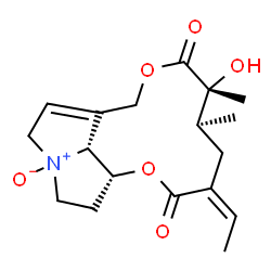 ChemSpider 2D Image | (3Z,5S,6R,14aR,14bR)-3-Ethylidene-6-hydroxy-5,6-dimethyl-3,4,5,6,9,11,13,14,14a,14b-decahydro[1,6]dioxacyclododecino[2,3,4-gh]pyrrolizine-2,7-dione 12-oxide | C18H25NO6
