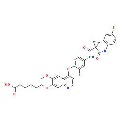 ChemSpider 2D Image | 6-[(4-{2-Fluoro-4-[({1-[(4-fluorophenyl)carbamoyl]cyclopropyl}carbonyl)amino]phenoxy}-6-methoxy-7-quinolinyl)oxy]hexanoic acid | C33H31F2N3O7