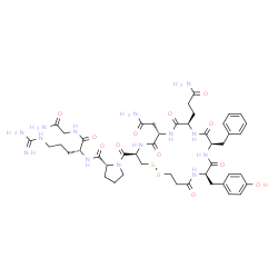 ChemSpider 2D Image | 1-{[(4R,7S,10R,13R,16R)-7-(2-Amino-2-oxoethyl)-10-(3-amino-3-oxopropyl)-13-benzyl-16-(4-hydroxybenzyl)-6,9,12,15,18-pentaoxo-1,2-dithia-5,8,11,14,17-pentaazacycloicosan-4-yl]carbonyl}-D-prolyl-D-argin
ylglycinamide | C46H64N14O12S2