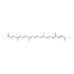 ChemSpider 2D Image | (2E,4E,6E,8E,10E,12E,14E,16E,18E)-20-Methoxy-4,8,13,17-tetramethyl-20-oxo-2,4,6,8,10,12,14,16,18-icosanonaenoic acid | C25H30O4