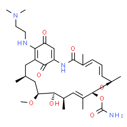 ChemSpider 2D Image | (6E,8R,10E,12R,13R,14S,16S)-19-{[2-(Dimethylamino)ethyl]amino}-13-hydroxy-8,14-dimethoxy-4,10,12,16-tetramethyl-3,20,22-trioxo-2-azabicyclo[16.3.1]docosa-1(21),4,6,10,18-pentaen-9-yl carbamate | C32H48N4O8