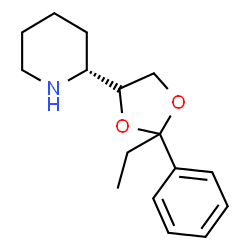 ChemSpider 2D Image | (2R)-2-[(4S)-2-Ethyl-2-phenyl-1,3-dioxolan-4-yl]piperidine | C16H23NO2