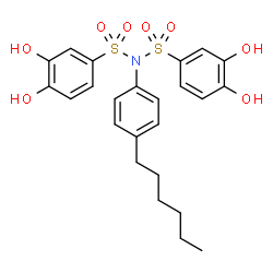 ChemSpider 2D Image | N-[(3,4-Dihydroxyphenyl)sulfonyl]-N-(4-hexylphenyl)-3,4-dihydroxybenzenesulfonamide | C24H27NO8S2