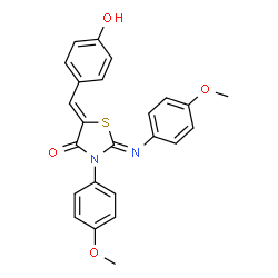 ChemSpider 2D Image | (2Z,5Z)-5-(4-Hydroxybenzylidene)-3-(4-methoxyphenyl)-2-[(4-methoxyphenyl)imino]-1,3-thiazolidin-4-one | C24H20N2O4S
