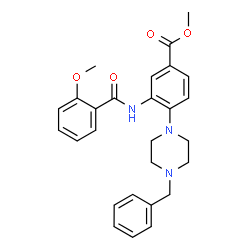 ChemSpider 2D Image | Methyl 4-(4-benzyl-1-piperazinyl)-3-[(2-methoxybenzoyl)amino]benzoate | C27H29N3O4