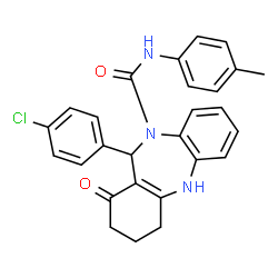 ChemSpider 2D Image | 11-(4-Chlorophenyl)-N-(4-methylphenyl)-1-oxo-1,2,3,4,5,11-hexahydro-10H-dibenzo[b,e][1,4]diazepine-10-carboxamide | C27H24ClN3O2