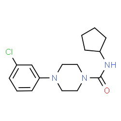 ChemSpider 2D Image | 4-(3-Chlorophenyl)-N-cyclopentyl-1-piperazinecarboxamide | C16H22ClN3O