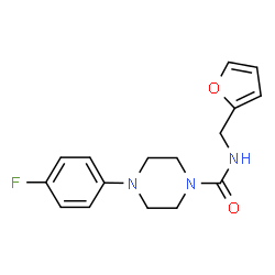 ChemSpider 2D Image | 4-(4-Fluorophenyl)-N-(2-furylmethyl)-1-piperazinecarboxamide | C16H18FN3O2