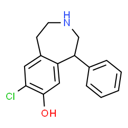 ChemSpider 2D Image | 8-Chloro-2,3,4,5-tetrahydro-5-phenyl-1H-3-benzazepin-7-ol | C16H16ClNO