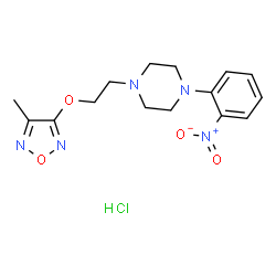 ChemSpider 2D Image | 1-{2-[(4-Methyl-1,2,5-oxadiazol-3-yl)oxy]ethyl}-4-(2-nitrophenyl)piperazine hydrochloride (1:1) | C15H20ClN5O4