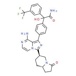 ChemSpider 2D Image | 2-(4-{8-Amino-3-[(6R,8aS)-3-oxooctahydro-6-indolizinyl]imidazo[1,5-a]pyrazin-1-yl}phenyl)-2-hydroxy-2-[3-(trifluoromethyl)phenyl]acetamide | C29H27F3N6O3