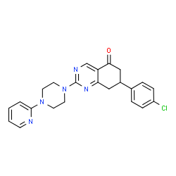 ChemSpider 2D Image | 7-(4-Chlorophenyl)-2-[4-(2-pyridinyl)-1-piperazinyl]-7,8-dihydro-5(6H)-quinazolinone | C23H22ClN5O