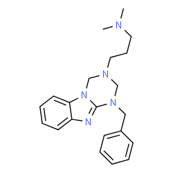 ChemSpider 2D Image | 3-(1-Benzyl-1,2-dihydro[1,3,5]triazino[1,2-a]benzimidazol-3(4H)-yl)-N,N-dimethyl-1-propanamine | C21H27N5