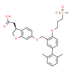 ChemSpider 2D Image | [(3S)-6-({2',6'-Dimethyl-4-[3-(methylsulfonyl)propoxy]-3-biphenylyl}methoxy)-2,3-dihydro-1-benzofuran-3-yl]acetic acid | C29H32O7S