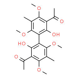 ChemSpider 2D Image | 1,1'-(2,2'-Dihydroxy-4,4',6,6'-tetramethoxy-5,5'-dimethyl-3,3'-biphenyldiyl)diethanone | C22H26O8