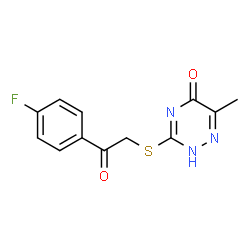 ChemSpider 2D Image | 3-{[2-(4-Fluorophenyl)-2-oxoethyl]sulfanyl}-6-methyl-1,2,4-triazin-5(2H)-one | C12H10FN3O2S