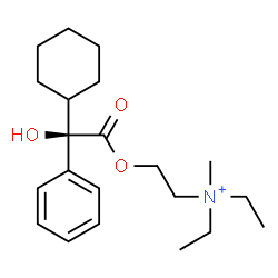 ChemSpider 2D Image | 2-{[(2R)-2-Cyclohexyl-2-hydroxy-2-phenylacetyl]oxy}-N,N-diethyl-N-methylethanaminium | C21H34NO3