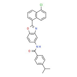 ChemSpider 2D Image | N-[2-(5-Chloro-1-naphthyl)-1,3-benzoxazol-5-yl]-4-isopropylbenzamide | C27H21ClN2O2