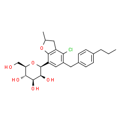 ChemSpider 2D Image | (1S)-1,5-Anhydro-1-[4-chloro-2-methyl-5-(4-propylbenzyl)-2,3-dihydro-1-benzofuran-7-yl]-D-mannitol | C25H31ClO6