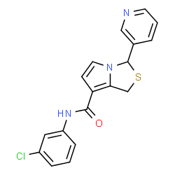 ChemSpider 2D Image | N-(3-Chlorophenyl)-3-(3-pyridinyl)-1H-pyrrolo[1,2-c][1,3]thiazole-7-carboxamide | C18H14ClN3OS