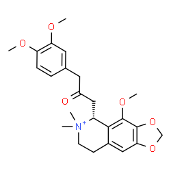 ChemSpider 2D Image | (5R)-5-[3-(3,4-Dimethoxyphenyl)-2-oxopropyl]-4-methoxy-6,6-dimethyl-5,6,7,8-tetrahydro[1,3]dioxolo[4,5-g]isoquinolin-6-ium | C24H30NO6