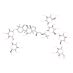 ChemSpider 2D Image | (1S,9beta,11alpha,24R)-1-{[6-O-(beta-D-Glucopyranosyl)-beta-D-glucopyranosyl]oxy}-11,25-dihydroxy-9,10,14-trimethyl-4,9-cyclo-9,10-secocholest-5-en-24-yl beta-D-glucopyranosyl-(1->2)-[beta-D-glucopyra
nosyl-(1->6)-beta-D-glucopyranosyl-(1->6)]-beta-D-glucopyranoside | C66H112O34