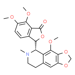 ChemSpider 2D Image | (3R)-6,7-Dimethoxy-3-[(5S)-4-methoxy-6-methyl-5,6,7,8-tetrahydro[1,3]dioxolo[4,5-g]isoquinolin-5-yl]-2-benzofuran-1(3H)-one | C22H23NO7