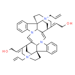 ChemSpider 2D Image | (1R,9Z,14R,17S,25Z,33R,35S,38S)-14,30-Diallyl-28,37-bis(2-hydroxyethylidene)-8,24-diaza-14,30-diazoniaundecacyclo[25.5.2.2~11,14~.1~1,8~.1~10,17~.0~2,7~.0~13,17~.0~18,23~.0~24,35~.0~26,38~.0~30,33~]oc
tatriaconta-2,4,6,9,18,20,22,25-octaene | C44H50N4O2