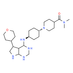 ChemSpider 2D Image | N,N-Dimethyl-1-(trans-4-{[5-(tetrahydro-2H-pyran-4-yl)octahydro-1H-pyrrolo[2,3-d]pyrimidin-4-yl]amino}cyclohexyl)-4-piperidinecarboxamide | C25H46N6O2