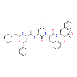 ChemSpider 2D Image | 4,5-Anhydro-1,2-dideoxy-4-methyl-2-[(N-{(2S)-2-[(4-morpholinylacetyl)amino]-4-phenylbutanoyl}-L-leucyl-L-phenylalanyl)amino]-1-phenyl-D-erythro-pent-3-ulose | C43H55N5O7