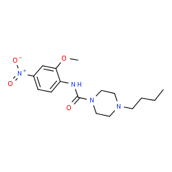 ChemSpider 2D Image | 4-Butyl-N-(2-methoxy-4-nitrophenyl)-1-piperazinecarboxamide | C16H24N4O4