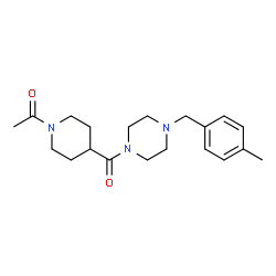 ChemSpider 2D Image | 1-(4-{[4-(4-Methylbenzyl)-1-piperazinyl]carbonyl}-1-piperidinyl)ethanone | C20H29N3O2