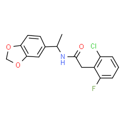 ChemSpider 2D Image | N-[1-(1,3-Benzodioxol-5-yl)ethyl]-2-(2-chloro-6-fluorophenyl)acetamide | C17H15ClFNO3