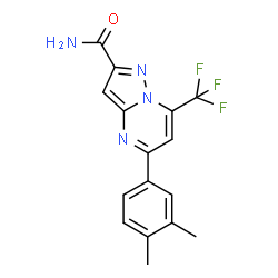 ChemSpider 2D Image | 5-(3,4-Dimethylphenyl)-7-(trifluoromethyl)pyrazolo[1,5-a]pyrimidine-2-carboxamide | C16H13F3N4O
