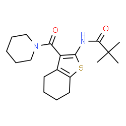 ChemSpider 2D Image | 2,2-Dimethyl-N-[3-(1-piperidinylcarbonyl)-4,5,6,7-tetrahydro-1-benzothiophen-2-yl]propanamide | C19H28N2O2S