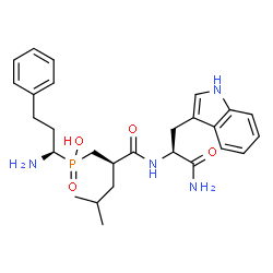 ChemSpider 2D Image | Nalpha-[(2R)-2-({[(1R)-1-Amino-3-phenylpropyl](hydroxy)phosphoryl}methyl)-4-methylpentanoyl]-L-tryptophanamide | C27H37N4O4P