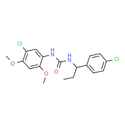 ChemSpider 2D Image | 1-(5-Chloro-2,4-dimethoxyphenyl)-3-[1-(4-chlorophenyl)propyl]urea | C18H20Cl2N2O3