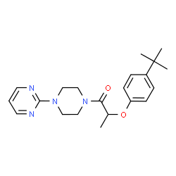 ChemSpider 2D Image | 2-[4-(2-Methyl-2-propanyl)phenoxy]-1-[4-(2-pyrimidinyl)-1-piperazinyl]-1-propanone | C21H28N4O2