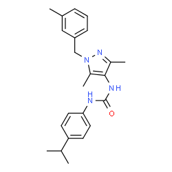 ChemSpider 2D Image | 1-[3,5-Dimethyl-1-(3-methylbenzyl)-1H-pyrazol-4-yl]-3-(4-isopropylphenyl)urea | C23H28N4O
