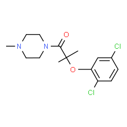 ChemSpider 2D Image | 2-(2,5-Dichlorophenoxy)-2-methyl-1-(4-methyl-1-piperazinyl)-1-propanone | C15H20Cl2N2O2