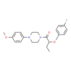 ChemSpider 2D Image | 2-(4-Fluorophenoxy)-1-[4-(4-methoxyphenyl)-1-piperazinyl]-1-butanone | C21H25FN2O3