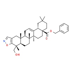 ChemSpider 2D Image | Benzyl (4aS,6aS,6bR,8aR,9R,13aR,13bR,15bS)-9-(hydroxymethyl)-2,2,6a,6b,9,13a-hexamethyl-1,3,4,5,6,6a,6b,7,8,8a,9,13,13a,13b,14,15b-hexadecahydropiceno[2,3-d][1,2]oxazole-4a(2H)-carboxylate | C38H51NO4